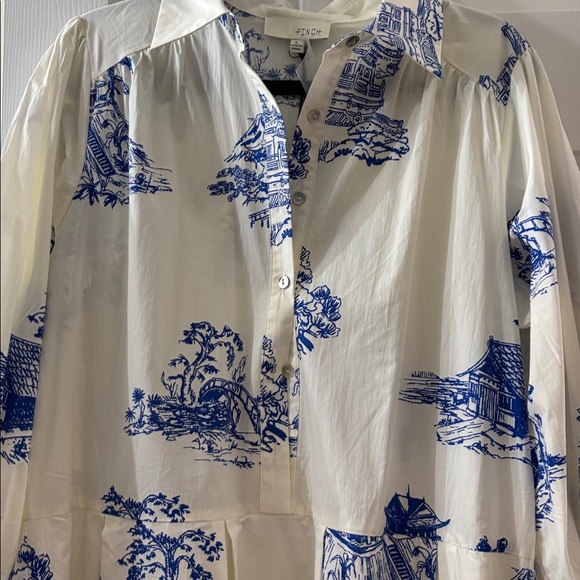 Willow Blue Printed Long Sleeve Midi Dress - Picture 5 of 10